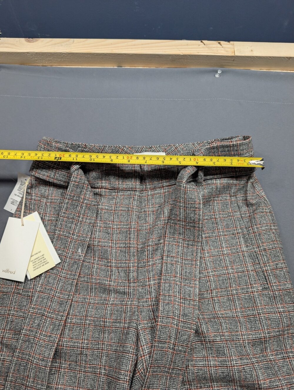 Wilfred Catherine Plaid Tie-Front Trousers Size 2 Alpaca Blend
